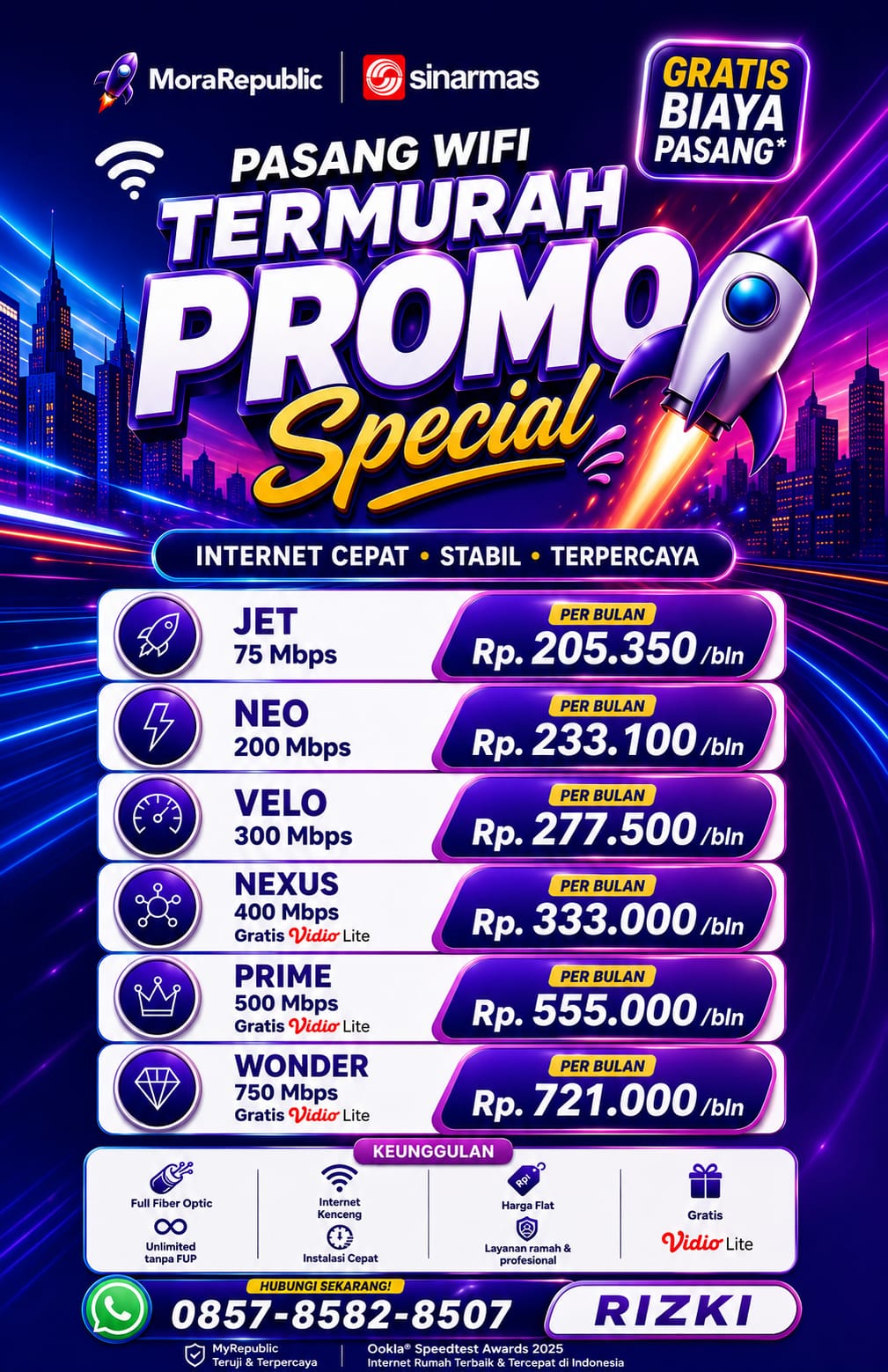Daftar harga paket reguler MyRepublic Sidoarjo
